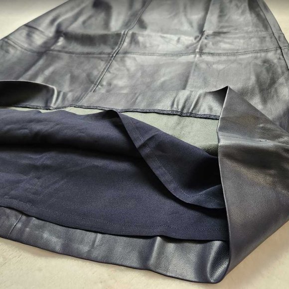 New women's 00 J Crew A-Line midi skirt in Navy faux leather - Picture 5 of 9